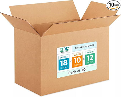 Medium Shipping & Moving Boxes 18x10x12 inches by IDLPackaging