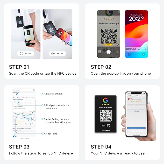 HotLabel – Google Review Card 5-Pack – White – NFC Tap & QR Code – Includes 5 - Image 6