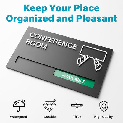 Office Door Signs for Conference Room, Meeting In Progress Door Sign, In Use - Image 2