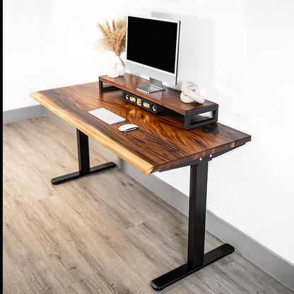 Standing Desk with Monitor Stand – Walnut Solid Wood Desk, Natural Live Edge - Image 9