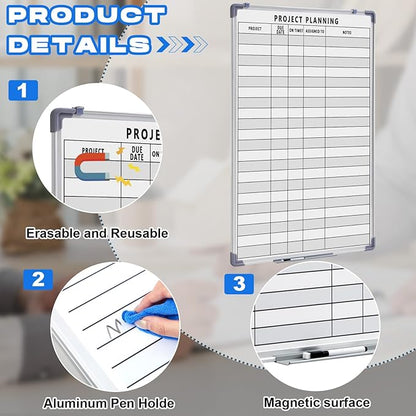 Lincia Project Planning Dry Erase Whiteboard Magnetic Dry Erase Board - Image 3