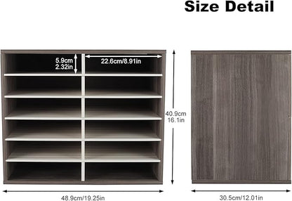 TQVAI Wood Literature Organizer, 12 Slots Hold 6000 Sheets A4 Papers, Wooden - Image 3