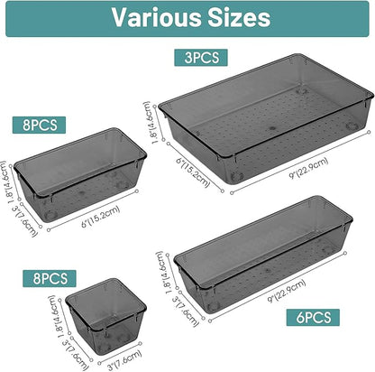WOWBOX 25 PCS Plastic Drawer Organizer Set, Desk Drawer Divider Organizers and - Image 2