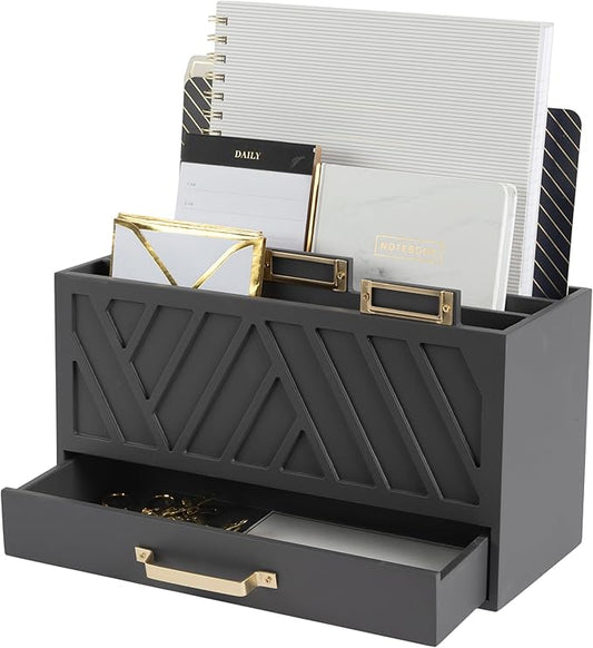 BLU MONACO | Grey Three-Tier Desktop Mail Organizer by Blu_Monaco