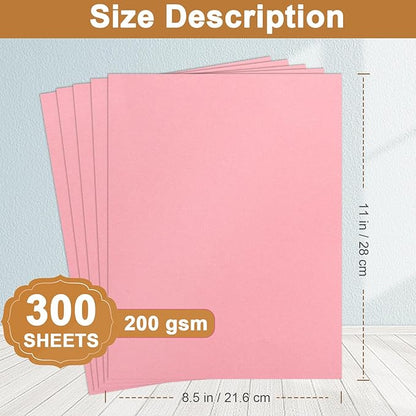 Silunkia 300 Sheets Pink Cardstock 8.5 x 11 Printer Paper, 75lb Premium - Image 2
