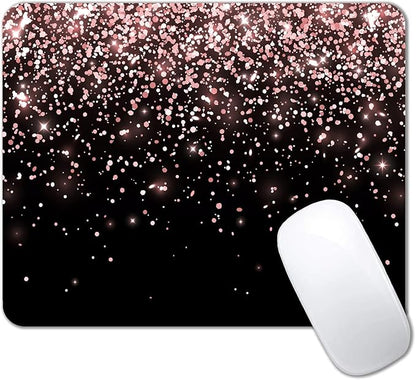 IMAYONDIA Mouse Pad, Rose Gold Glitter Black Mouse Pad, Non-Slip Rubber Base by IMAYONDIA