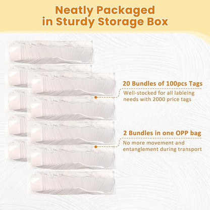 2000 PCS White Price Tags, 1.75 x 1.1 Inches, Goefun Gift Tags - Image 5