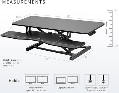 VIVO 48 inch Desk Converter, K Series, Height Adjustable Sit to Stand Riser - Image 3