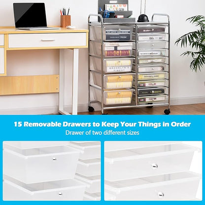 DORTALA 15-Drawer Rolling Storage Cart - Image 5