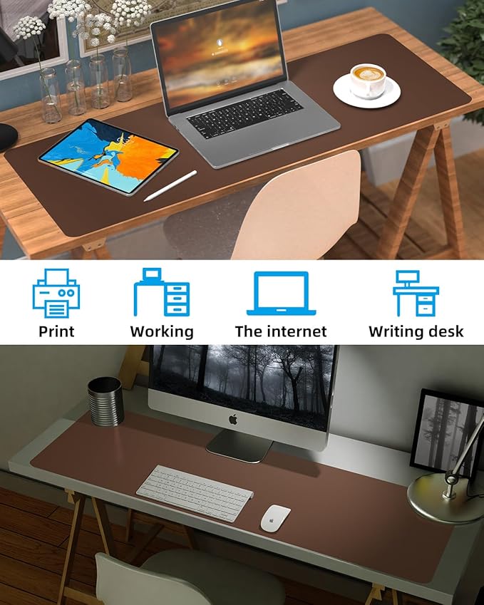 Leather Desk Pad Protector, Mouse Pad, Non-Slip PU Leather Desk Blotter - Image 6