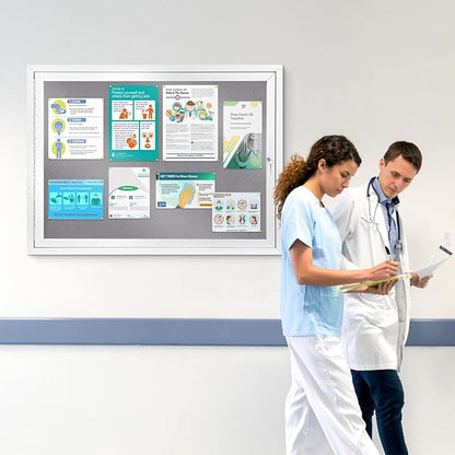 SWANCROWN Enclosed Bulletin Board Grey Felt Displays Boards Weather Resistant - Image 6