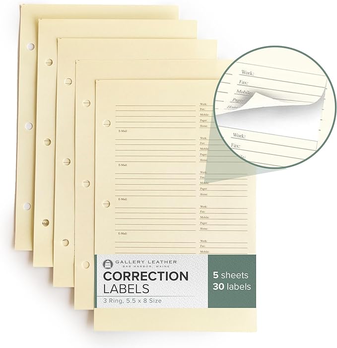 Gallery Leather Address Book Correction Labels by GalleryLeather