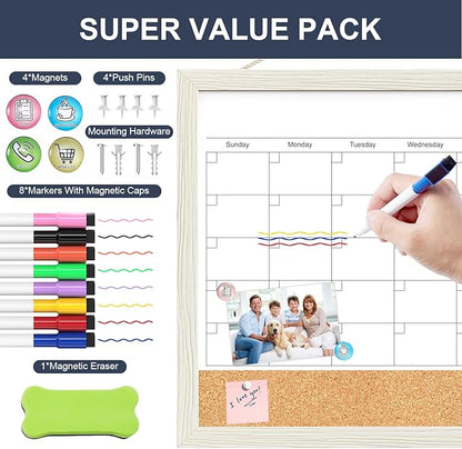 Calendar Whiteboard for Wall, 18x24 Inches Whiteboard Calendar Cork Board Combo - Image 5