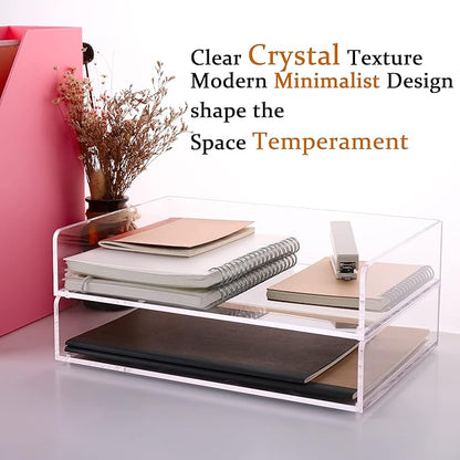 Paper Tray Organizer Clear Acrylic Desk Organizers and AccessoriesOffice - Image 2