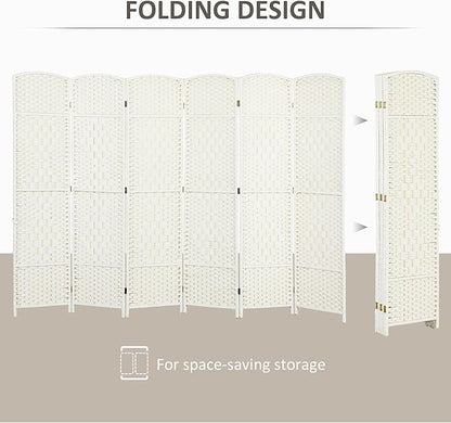 HOMCOM 6 Panel Room Divider, Hand-Woven Freestanding Wall Partition - Image 3