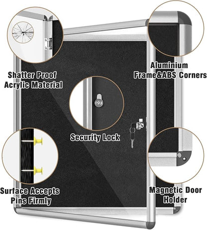 Mifuro 28"x26" Enclosed Bulletin Board, Lockable Weather-Resistant Aluminum - Image 3