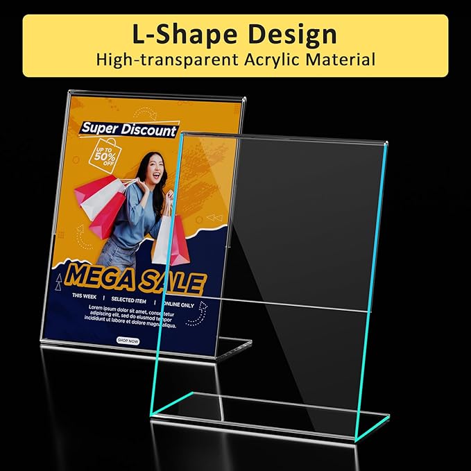 8 Pack Acrylic Sign Holder, Tabletop Plastic Paper Picture Frame Flyer Document - Image 4