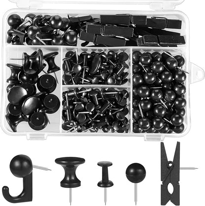 200 Pieces Push Pins Thumb Tacks Black Push Pins by BESARME