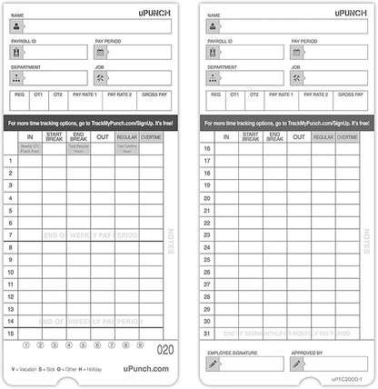 100 uPunch Time Cards for HN4000 - Image 2