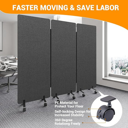 Soundproof Room Divider W/Wheels, 66in Office Dividers - Image 7