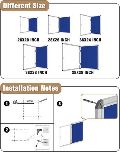 Mifuro 36"x24" Enclosed Bulletin Board, Lockable Weather-Resistant Aluminum - Image 4