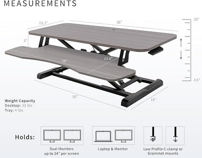 VIVO 36 inch Desk Converter, K Series, Height Adjustable Sit to Stand Riser - Image 3