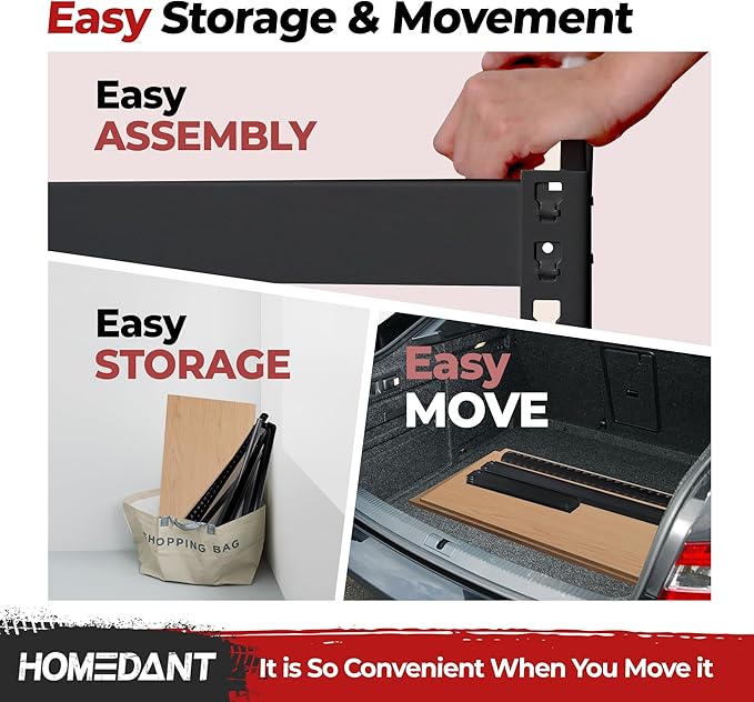 HOMEDANT 47.7" W 5 Tier Heavy Duty Garage Shelving Adjustable Metal Rack - Image 7