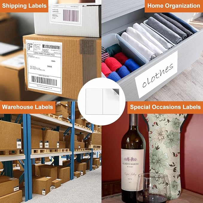 BESTEASY 1000 Half Sheet Self Adhesive Shipping Labels, Laser/Ink Jet White - Image 7