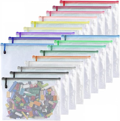 Oaimyy-18 Pcs, Large Mesh Zipper Pouch Document Folders Bag Plastic Zip File by Oaimyy