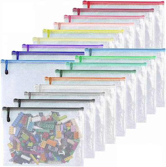 Oaimyy-18 Pcs, Large Mesh Zipper Pouch Document Folders Bag Plastic Zip File by Oaimyy