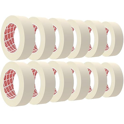 SWRT Masking Tape 1 Inch x 55 Yards x 12 Rolls, Bulk Adhesive Painting Tape by SWRT