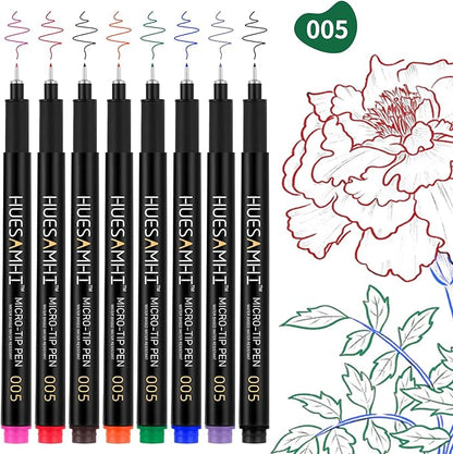 huesamhi 005 Micro Pen, 8 Colors Waterproof Ink, FineLiner Pens - Image 6