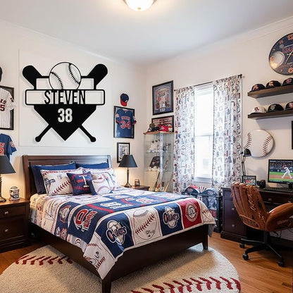 Personalized Baseball Metal Sign Custom Name & Number Sign Baseball Player Gift - Image 2