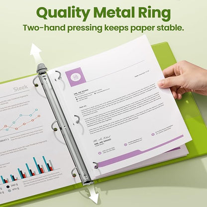 SUNEE 3 Ring Binder 2 Inch 1 Pack, Tender Green - Image 2