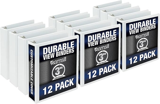 Samsill Durable 3 Inch Binder, Made in The USA, Round Ring Customizable Clear by Samsill