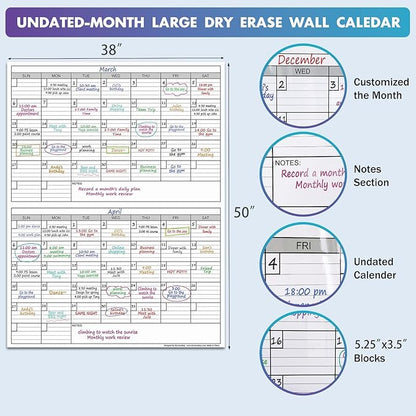 Magnetic-Receptive Dry Erase Two Month Laminated Jumbo Wall Calendar, Big - Image 3