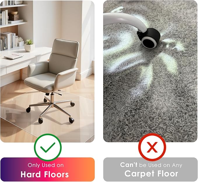 Kuyal Clear Chair mat for Hardwood Floor 44 x 58 inches Transparent Floor Mats - Image 2