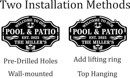 Personalized Name Metal Pool Sign, Patio Signs - Image 2