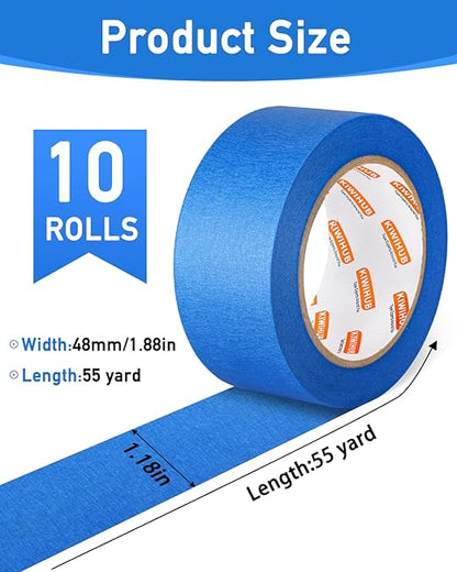 KIWIHUB 10 Rolls Painters Tape 2 inch Wide, Wall Painting, Home Improvement - Image 8