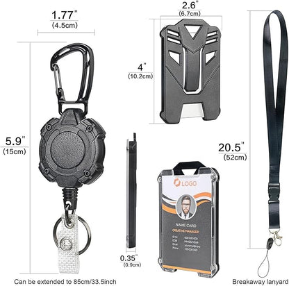 AIDSOTOU Badge Holder Retractable Clip Heavy Duty Carabiner Badge Reel Keychain - Image 4