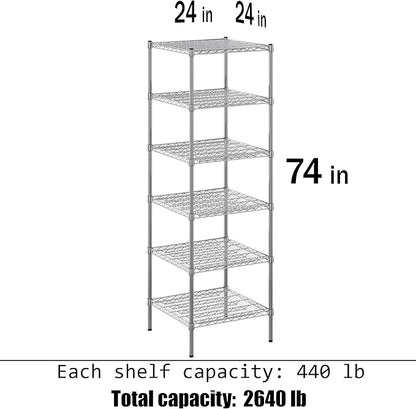 Regal Altair 24" Deep x 24" Wide x 74" Height Wire Shelving Kit | 6-Tier | NSF - Image 3