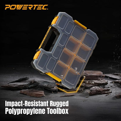 POWERTEC Small Parts Organizer & Tool Box – 14 Compartments, Stackable Storage - Image 5