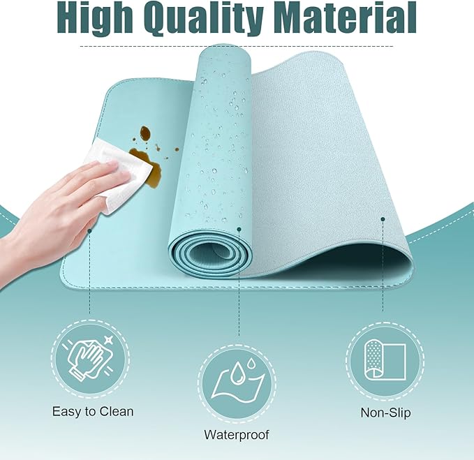 Leather Desk Pad Protector, 39.4'' X 17'' Large Mouse Pad, Office Desk Mat - Image 3