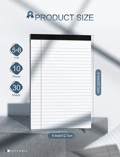 10 Pack Legal Pads Writing Pad 5x8 Inch Lined Writing Note Pads Grocery List - Image 2