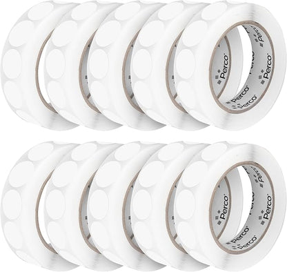 Perco Clear 1-Inch Perforated Circle Dot Sticker Labels — 10 Rolls, 000 Round by Perco