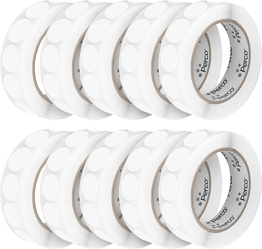 Perco Clear 1-Inch Perforated Circle Dot Sticker Labels — 10 Rolls, 000 Round by Perco