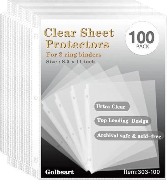 Sheet Protectors 8.5 x11 Inch, 100 Pack Page Protectors by Golbsart