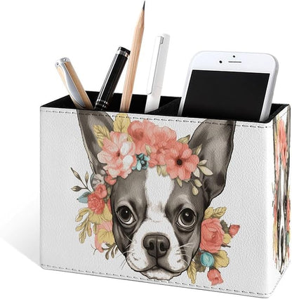 Famame Flowers on Bulldog Head Pencil Holder - Image 2