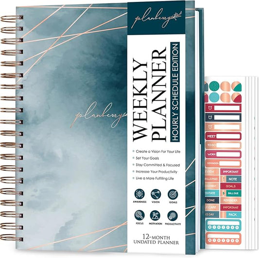 PLANBERRY Large Hourly Schedule Planner Premium – Undated Organizer by PLANBERRY