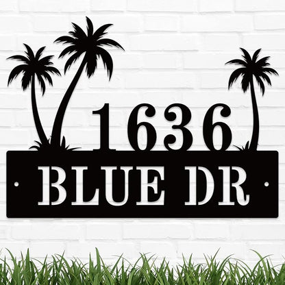 Personalized Palm Tree Address Sign, House Number Sign, Address Number by HYTSIGN